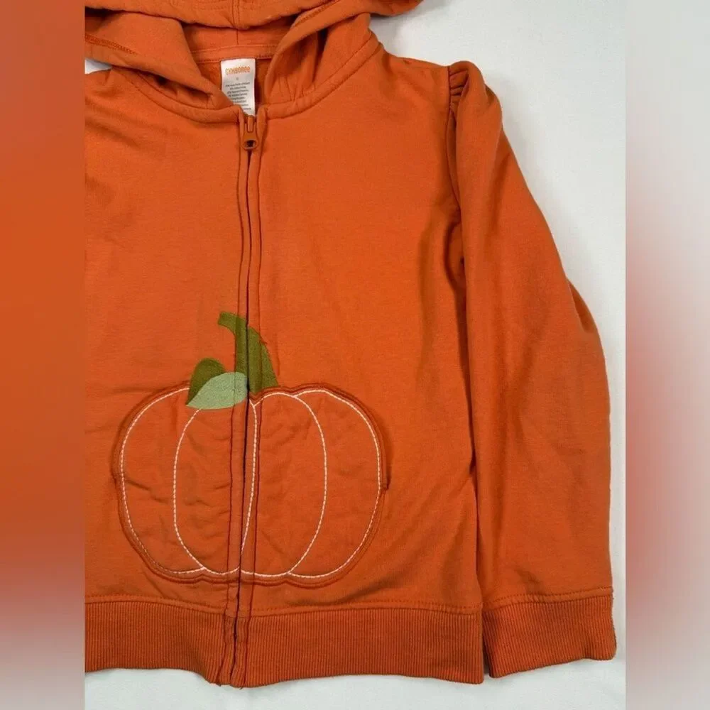 GYMBOREE Girls' Perfect Pumpkin Line Orange Pumpkin Pocket Full Zip Hoodie 6